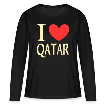 J’adore le Qatar - T-shirt manches longues Premium bio Femme - noir - Devant - Julia (174cm)