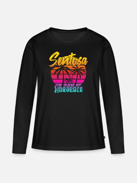 Sentosa Singapore - Premium økologisk langærmet T-shirt til kvinder - sort