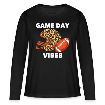 Vibrations du jour du match des joueurs de football américain - T-shirt manches longues Premium bio Femme - noir - Devant - Julia (174cm)