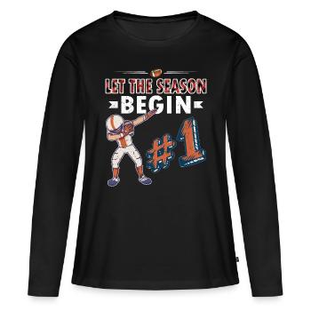 Un joueur de football américain a laissé la saison commencer - T-shirt manches longues Premium bio Femme - noir - Devant - Julia (174cm)