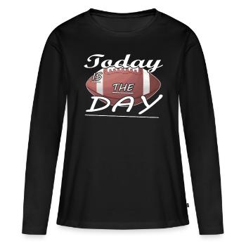 Le joueur de football américain d’aujourd’hui est le sport de jour - T-shirt manches longues Premium bio Femme - noir - Devant - Julia (174cm)