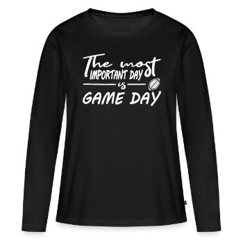 Le jour le plus important du football américain est le jour du match - T-shirt manches longues Premium bio Femme - noir - Devant - Julia (174cm)