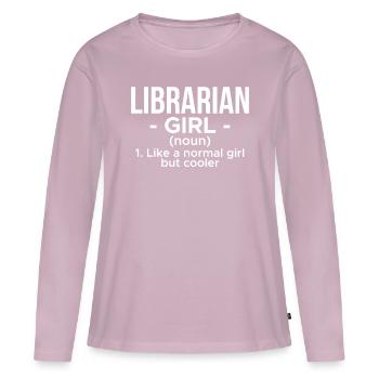 Bibliothécaire Fille Définition Chemise Cadeau - T-shirt manches longues Premium bio Femme - rose poudré - Devant - Julia (174cm)