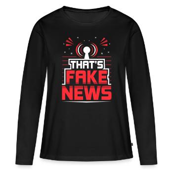 Ce sont de fausses nouvelles Liberté de la presse Droit de la presse - T-shirt manches longues Premium bio Femme - noir - Devant - Julia (174cm)