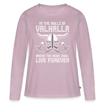 Wikinger Axt Helm Walhalla Warriors Mythologie Odi - Frauen Premium Bio Langarmshirt - Altrosa - Vorne - Julia (174cm)