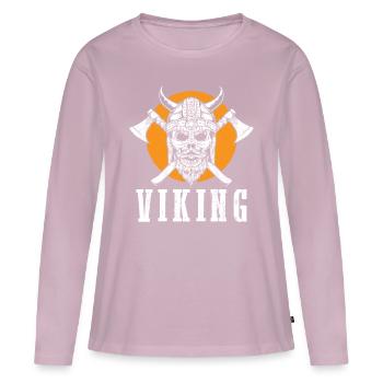 Wikinger-Krieger-Schädel-Axt Walhalla Warriors Myt - Frauen Premium Bio Langarmshirt - Altrosa - Vorne - Julia (174cm)