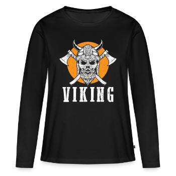 Viking Warrior Skull Axe Valhalla Warriors Myt - T-shirt manches longues Premium bio Femme - noir - Devant - Julia (174cm)