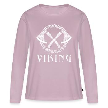 Wikinger Axt Krieger Walhalla Warriors Mythologie - Frauen Premium Bio Langarmshirt - Altrosa - Vorne - Julia (174cm)