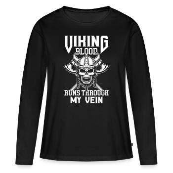 Viking Blood Warrior Hache Valhalla Warriors Mythol - T-shirt manches longues Premium bio Femme - noir - Devant - Julia (174cm)