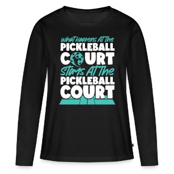 Pickleball Que se passe-t-il au - T-shirt manches longues Premium bio Femme - noir - Devant - Julia (174cm)