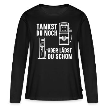 Station de recharge de voiture électrique Station de remplissage de voiture électrique - T-shirt manches longues Premium bio Femme - noir - Devant - Julia (174cm)