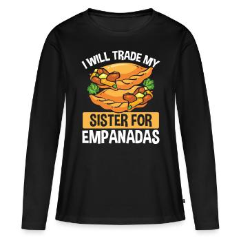 Empada Lover échangera ma sœur contre des Empanadas - T-shirt manches longues Premium bio Femme - noir - Devant - Julia (174cm)