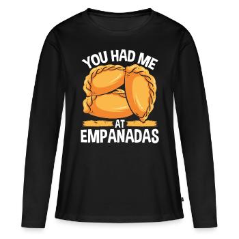 Empada Lover Tu m’as eu à Empanadas Colombia - T-shirt manches longues Premium bio Femme - noir - Devant - Julia (174cm)