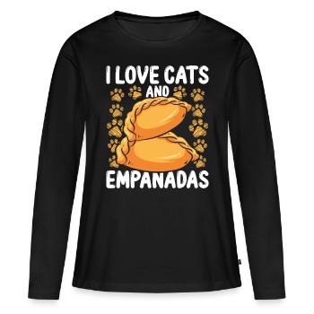 Empada Lover I love Cats Propriétaire Empanadas Colombia - T-shirt manches longues Premium bio Femme - noir - Devant - Julia (174cm)