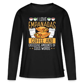 Empada Lover J’adore le café Empanadas Colombie - T-shirt manches longues Premium bio Femme - noir - Devant - Julia (174cm)