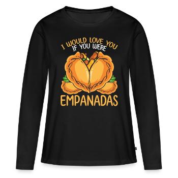 Empada Lover Je t’aimerais Empanadas Colombie - T-shirt manches longues Premium bio Femme - noir - Devant - Julia (174cm)