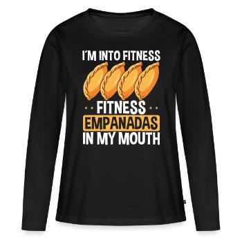 Empada Lover Im into fitness Empanadas ColombiaEmp - T-shirt manches longues Premium bio Femme - noir - Devant - Julia (174cm)
