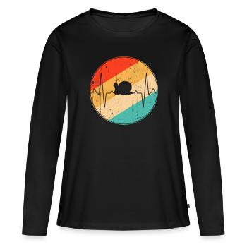 Snail Retro Heartbeat - T-shirt manches longues Premium bio Femme - noir - Devant - Julia (174cm)