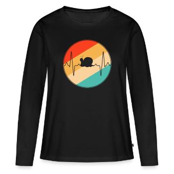 Snail Retro Heartbeat - T-shirt manches longues Premium bio Femme - noir - Devant - Julia (174cm)