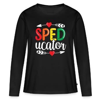 Sped-Ucator Profession Éducation spéciale Éducation spécialisée Éducation spéciale - T-shirt manches longues Premium bio Femme - noir - Devant - Julia (174cm)