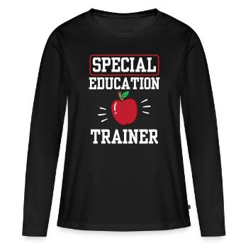 Formateur en éducation spécialisée Enseignant Éducation spécialisée - T-shirt manches longues Premium bio Femme - noir - Devant - Julia (174cm)