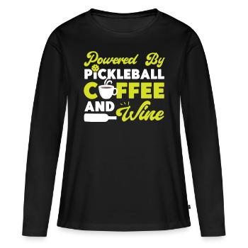 Pickleball Coffee Wine Powered By - T-shirt manches longues Premium bio Femme - noir - Devant - Julia (174cm)