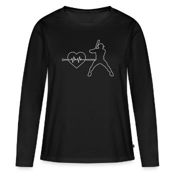 Battements de cœur de baseball - T-shirt manches longues Premium bio Femme - noir - Devant - Julia (174cm)