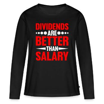 Les dividendes valent mieux que le salaire 4 - T-shirt manches longues Premium bio Femme - noir - Devant - Julia (174cm)