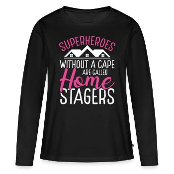 Home Staging Superhero Interior Decorating Stager - Women's Premium Organic Long Sleeve Shirt - black - Front - Julia (174cm)