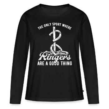 Horseshoe Pitching Ringer Horseshoe Tosser Thrower - Frauen Premium Bio Langarmshirt - Schwarz - Vorne - Julia (174cm)