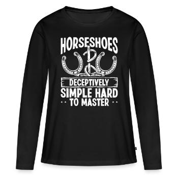 Joueur de lanceur de fer à cheval Lanceur de fer à cheval dur - T-shirt manches longues Premium bio Femme - noir - Devant - Julia (174cm)