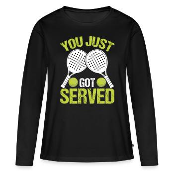 Joueur de paddle-tennis que vous venez de recevoir Paddle - T-shirt manches longues Premium bio Femme - noir - Devant - Julia (174cm)