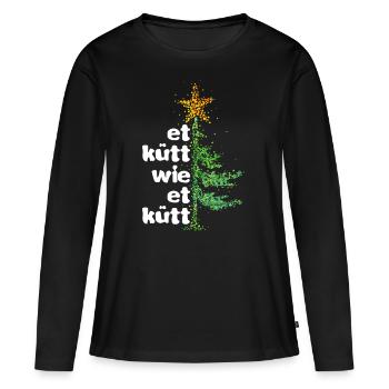 Et Kütt wie et kütt Kölsch Köln Arbre de Noël - T-shirt manches longues Premium bio Femme - noir - Devant - Julia (174cm)