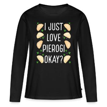 Pierogi MakingJ’adore Pierogi ok traditionnel - T-shirt manches longues Premium bio Femme - noir - Devant - Julia (174cm)