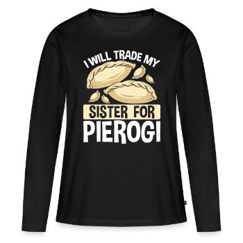 Pierogi Maker échange ma sœur pour de la nourriture polonaise - T-shirt manches longues Premium bio Femme - noir - Devant - Julia (174cm)