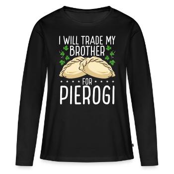 Pierogi Maker échange mon frère contre de la nourriture polonaise - T-shirt manches longues Premium bio Femme - noir - Devant - Julia (174cm)