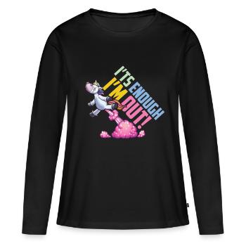 Licorne c’est assez dans le dehors - T-shirt manches longues Premium bio Femme - noir - Devant - Julia (174cm)
