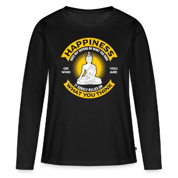Buddhism Happiness Quote For Buddhist Enthusiast - Frauen Premium Bio Langarmshirt - Schwarz - Vorne - Julia (174cm)
