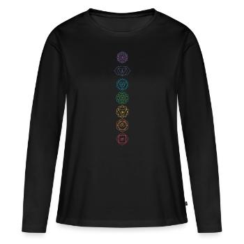 Hindouisme Chakra Bouddhisme Sanskrit Méditation Vajr - T-shirt manches longues Premium bio Femme - noir - Devant - Julia (174cm)
