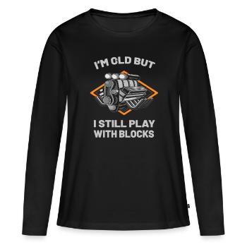 Car mechanic engine block humor workshop - Women's Premium Organic Long Sleeve Shirt - black - Front - Julia (174cm)