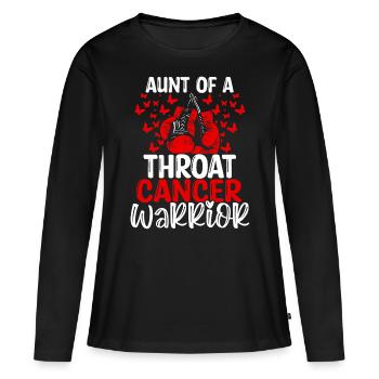 Throat Cancer Awareness Aunt Nephew Niece - Women's Premium Organic Long Sleeve Shirt - black - Front - Julia (174cm)
