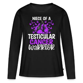 Sensibilisation au cancer du testicule Nièce Tante Oncle - T-shirt manches longues Premium bio Femme - noir - Devant - Julia (174cm)