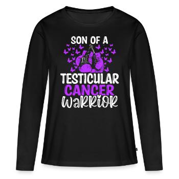 Mois de la sensibilisation au cancer des testicules Ribbon Son - T-shirt manches longues Premium bio Femme - noir - Devant - Julia (174cm)