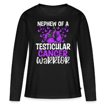 Testicular Cancer Awareness Nephew Aunt Uncle - Frauen Premium Bio Langarmshirt - Schwarz - Vorne - Julia (174cm)