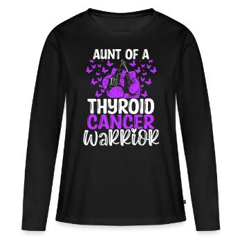 Thyroid Cancer Awareness Aunt Nephew Niece - Women's Premium Organic Long Sleeve Shirt - black - Front - Julia (174cm)