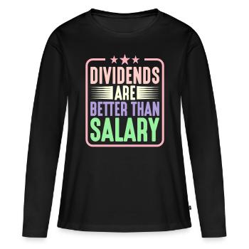 Les dividendes valent mieux que le salaire 5 - T-shirt manches longues Premium bio Femme - noir - Devant - Julia (174cm)