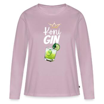 Köni Gin - T-shirt manches longues Premium bio Femme - rose poudré - Devant - Julia (174cm)