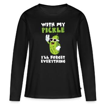 Avec mon cornichon malade oublier tout - T-shirt manches longues Premium bio Femme - noir - Devant - Julia (174cm)