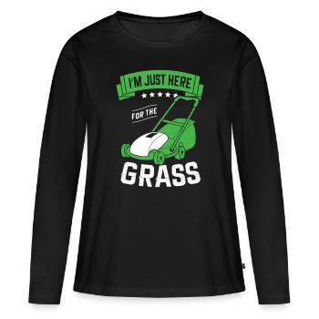 Je suis juste ici pour le - T-shirt manches longues Premium bio Femme - noir - Devant - Julia (174cm)