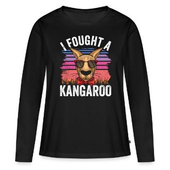 Je me suis battu avec un kangourou animal kangourou kangourou - T-shirt manches longues Premium bio Femme - noir - Devant - Julia (174cm)